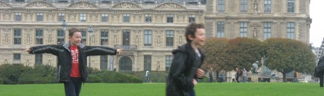Children playing outside the Louvre, Paris